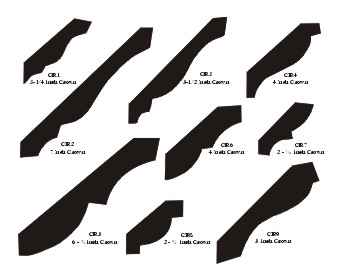 A few examples of crown molding designs from the Blue Ox pattern book