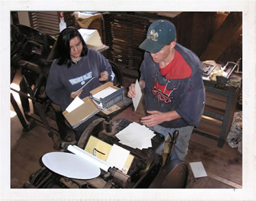Two of the Blue Ox's young printers in action