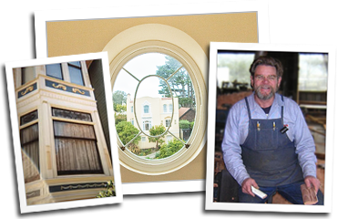 A double hung window, a circular window, and mill founder Eric Hollenbeck